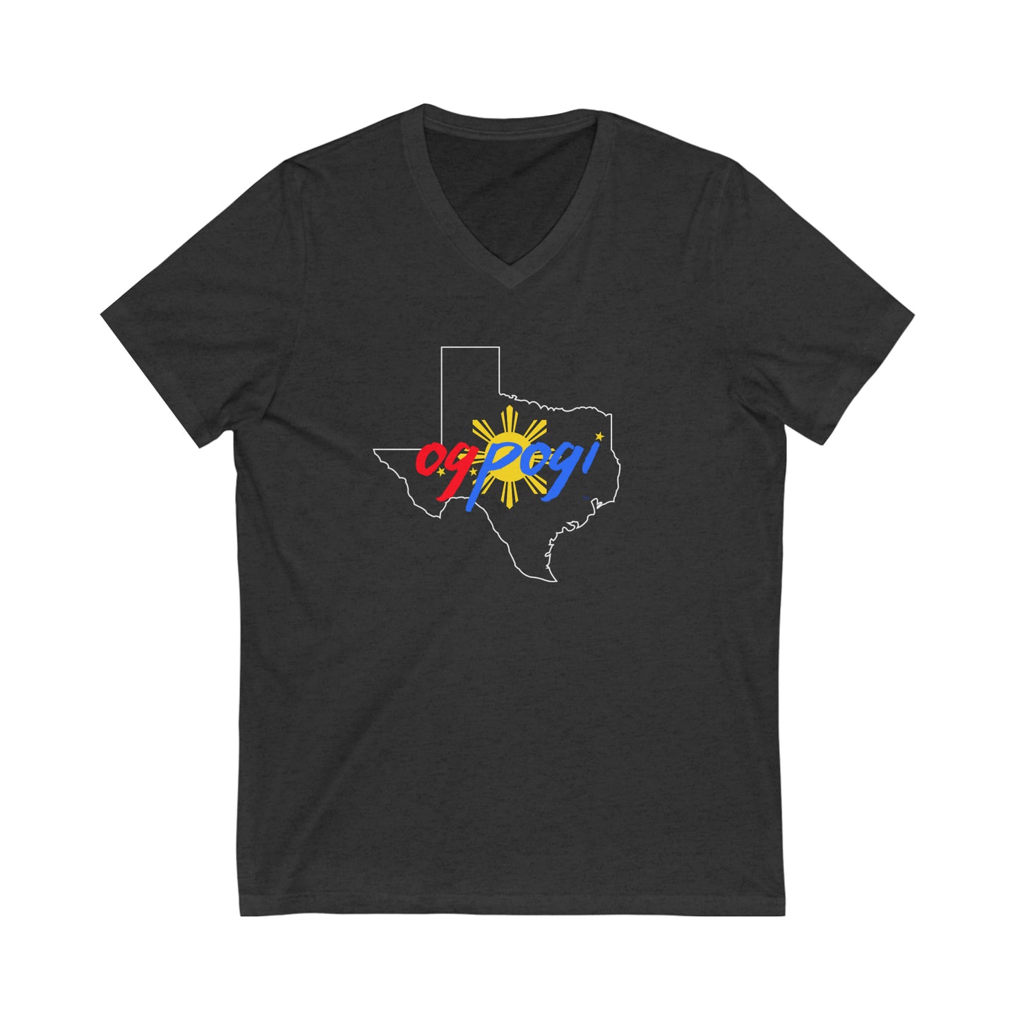 Texas OG Pogi (white border) - Unisex Jersey Short Sleeve V-Neck Tee