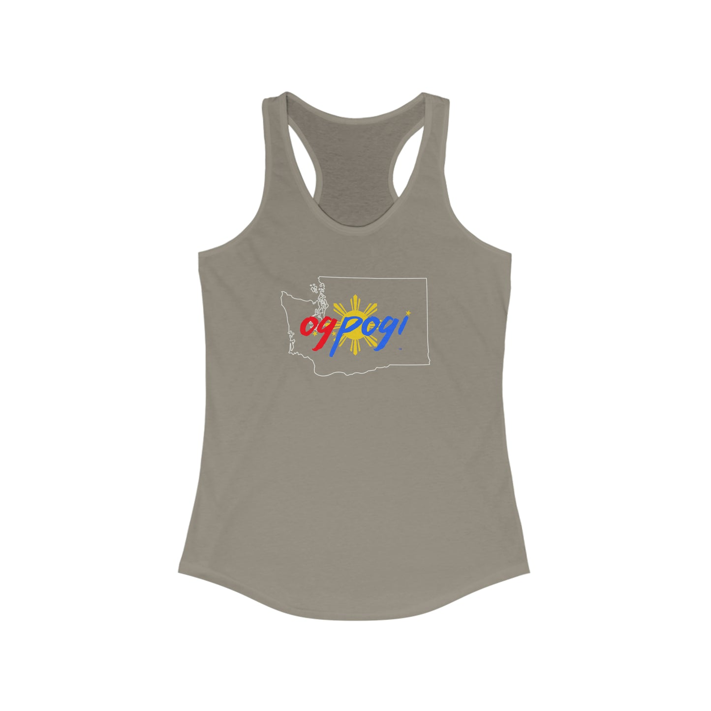 Washington OG Pogi (white border) - Women's Ideal Racerback Tank