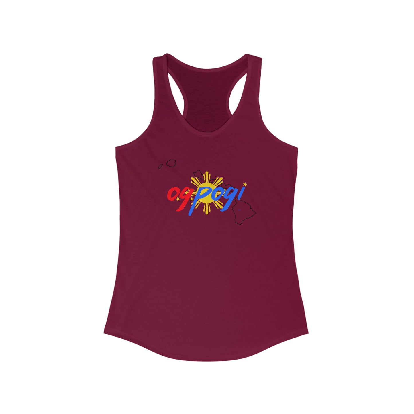 Hawaii OG Pogi (black border) - Women's Ideal Racerback Tank