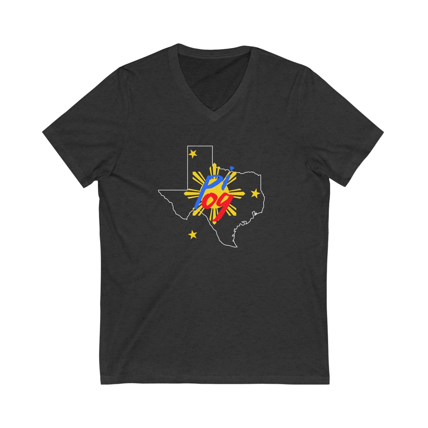 Texas PI OG (white border) - Unisex Jersey Short Sleeve V-Neck Tee