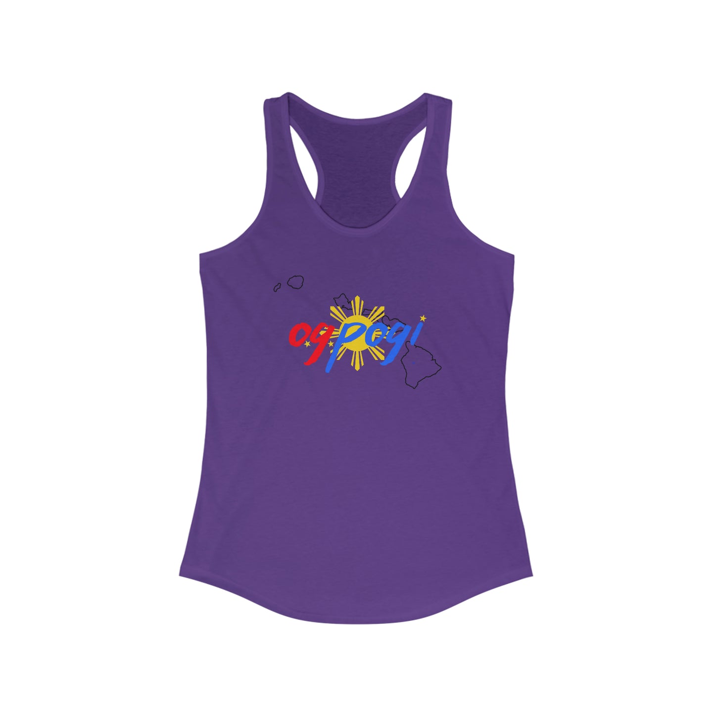 Hawaii OG Pogi (black border) - Women's Ideal Racerback Tank