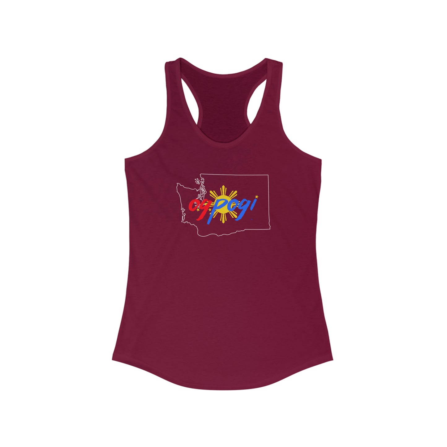 Washington OG Pogi (white border) - Women's Ideal Racerback Tank