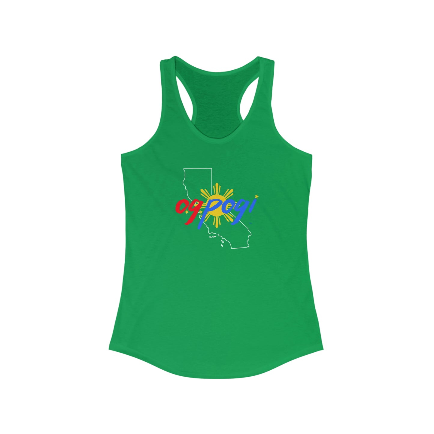 California OG Pogi (white border) - Women's Ideal Racerback Tank