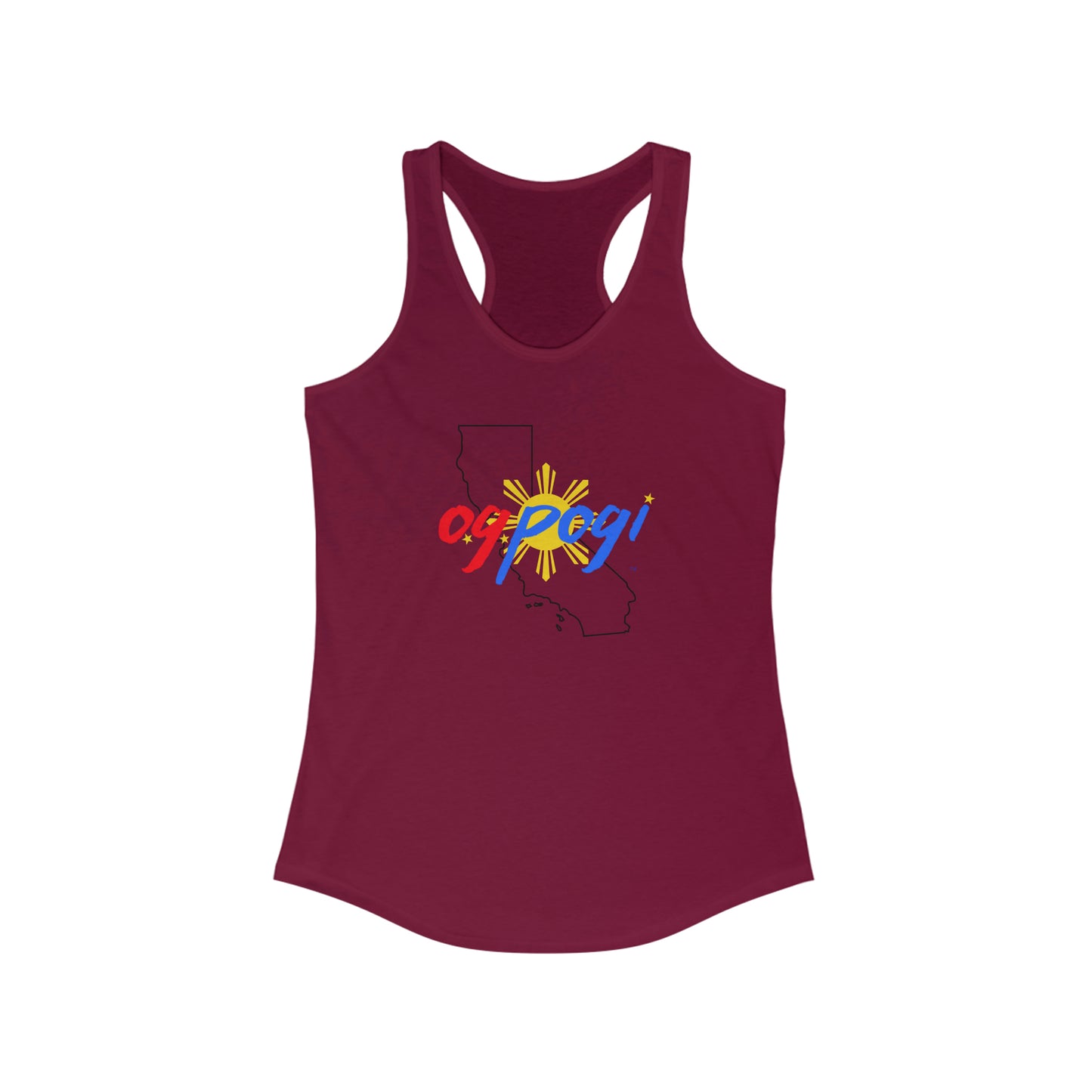 California OG Pogi (black border) - Women's Ideal Racerback Tank