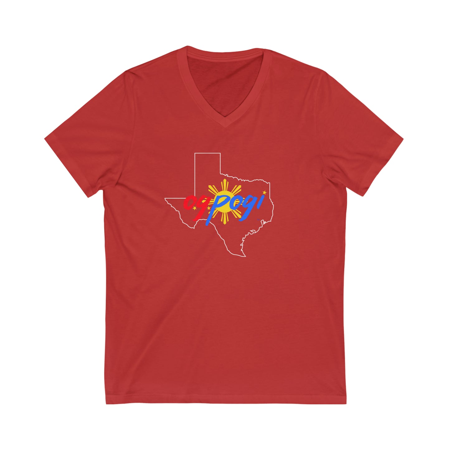 Texas OG Pogi (white border) - Unisex Jersey Short Sleeve V-Neck Tee