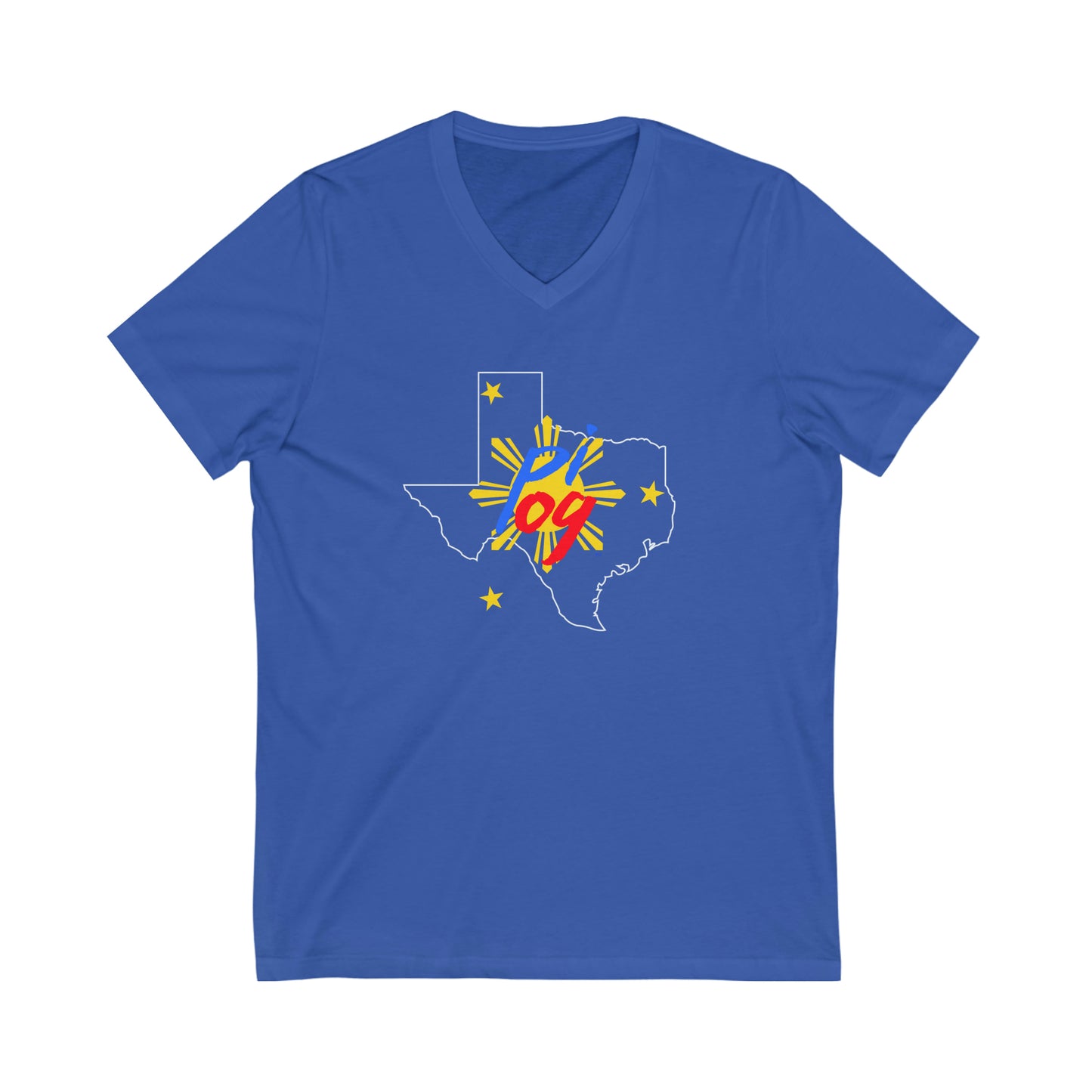 Texas PI OG (white border) - Unisex Jersey Short Sleeve V-Neck Tee