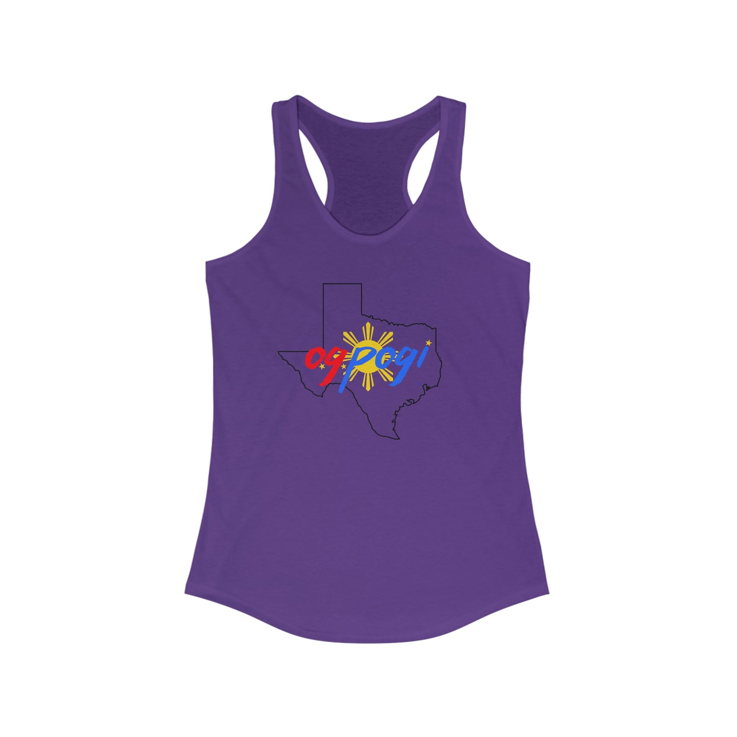 Texas OG Pogi (black border) - Women's Ideal Racerback Tank