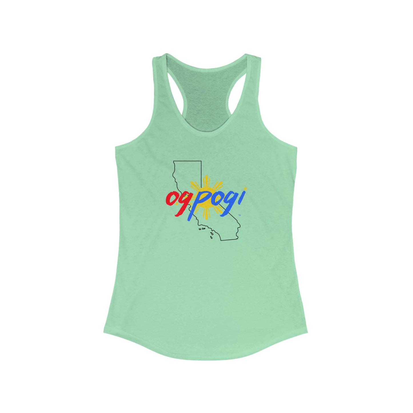 California OG Pogi (black border) - Women's Ideal Racerback Tank