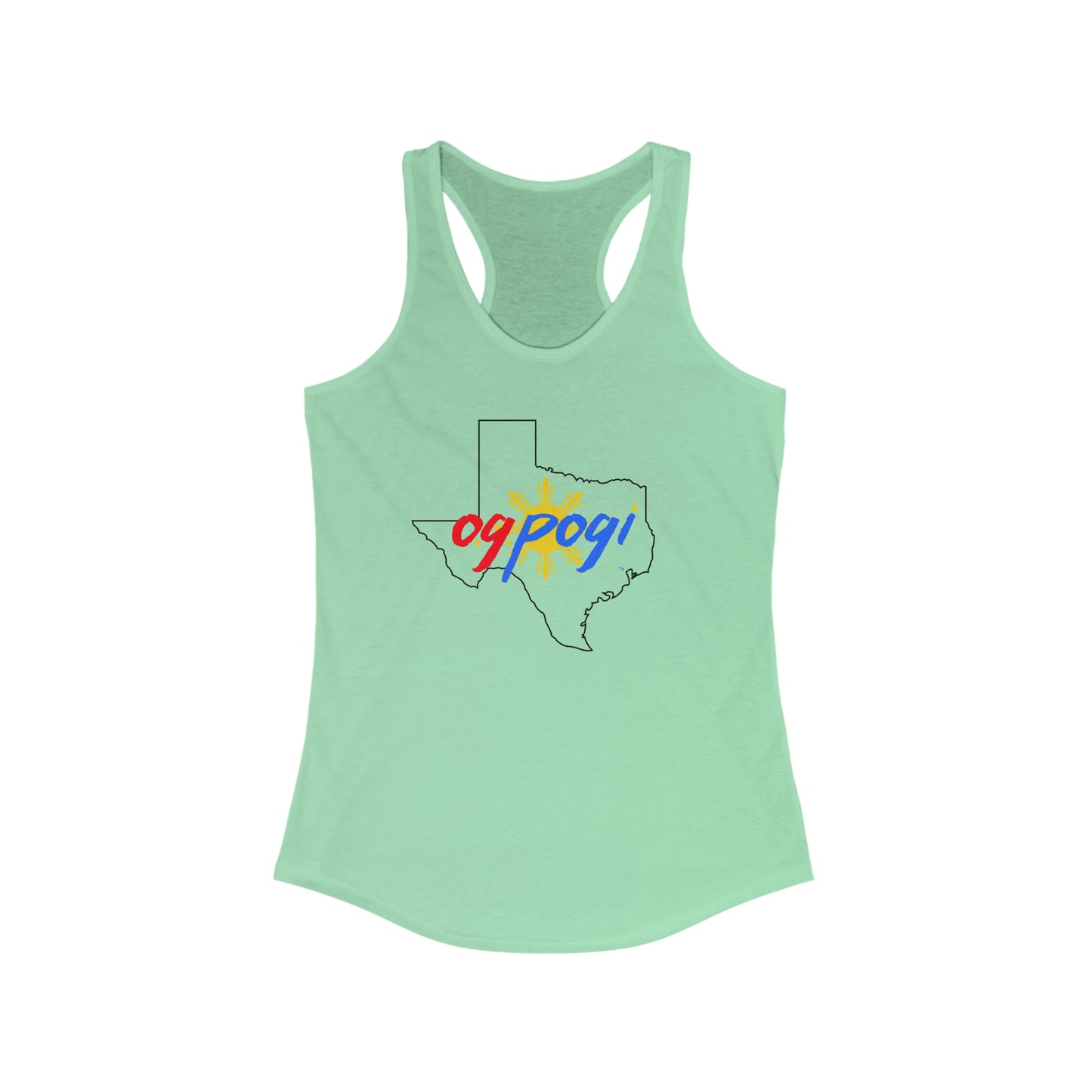 Texas OG Pogi (black border) - Women's Ideal Racerback Tank