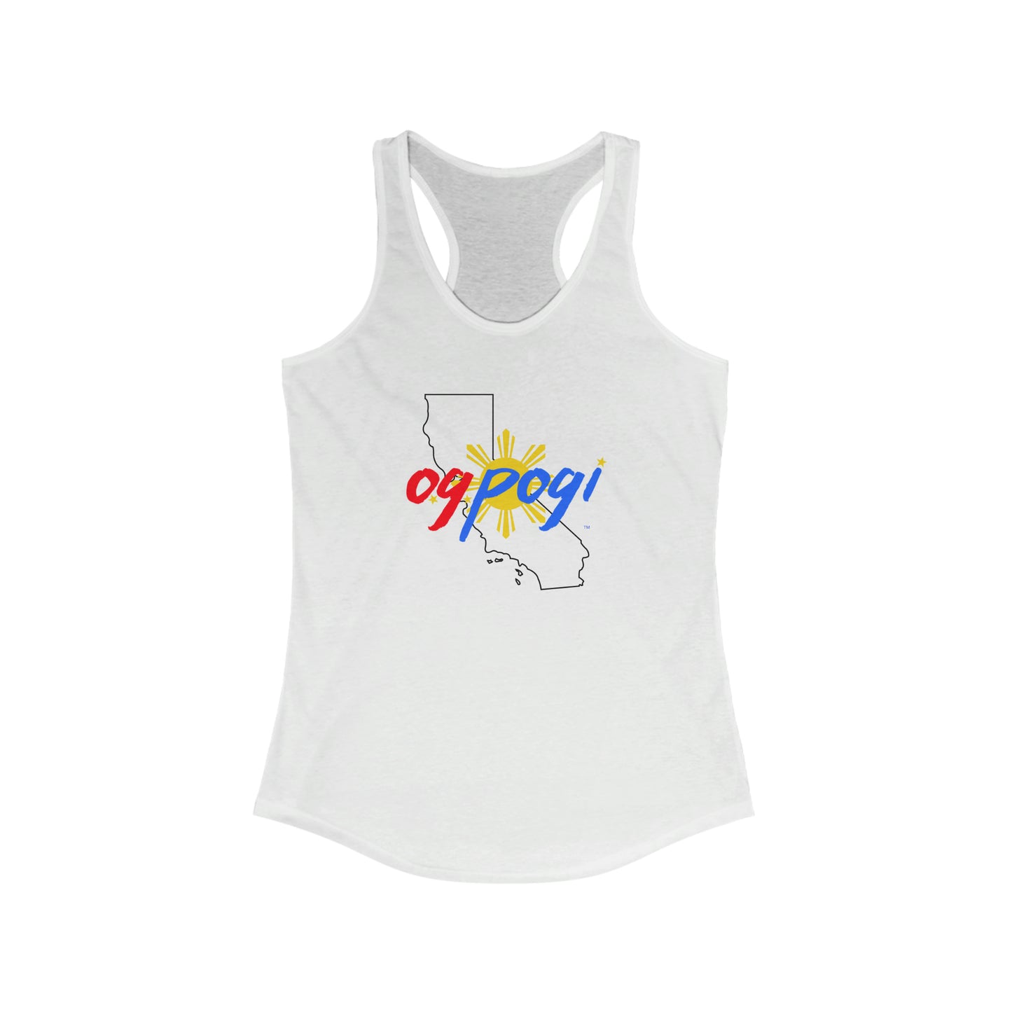 California OG Pogi (black border) - Women's Ideal Racerback Tank