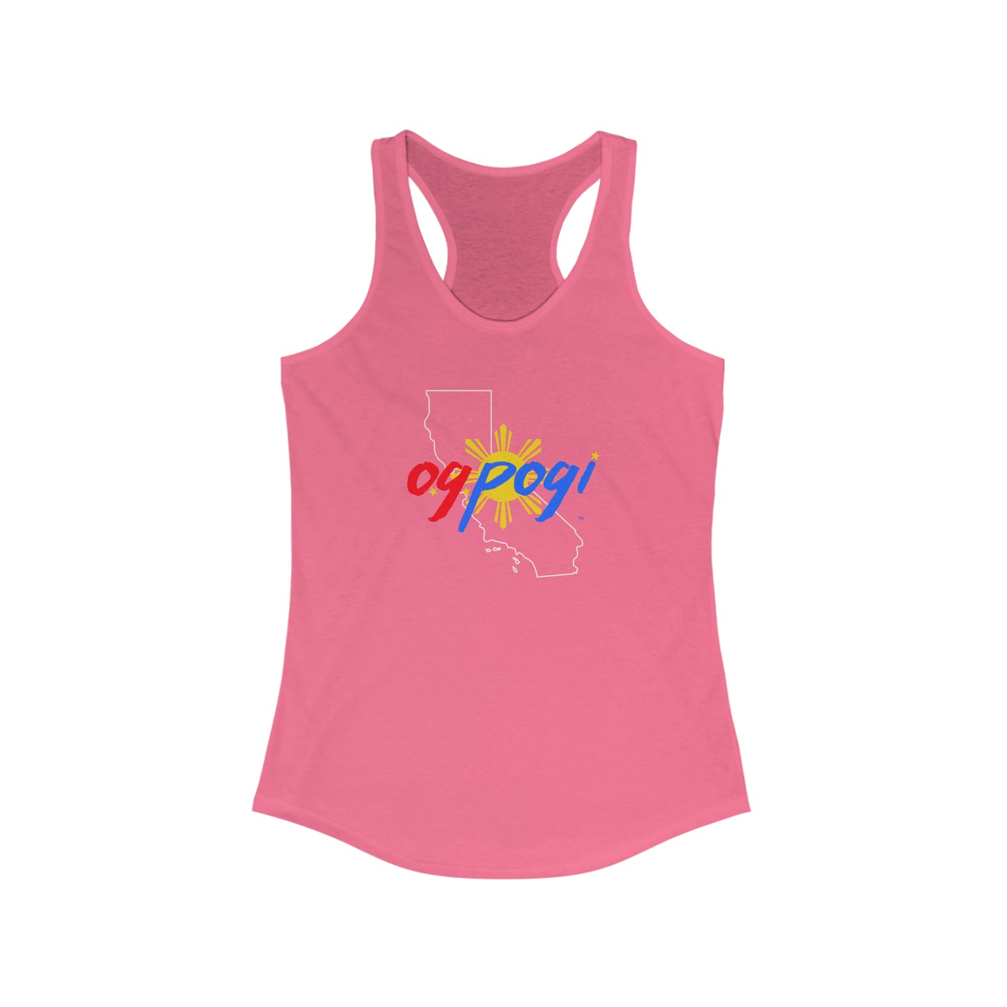 California OG Pogi (white border) - Women's Ideal Racerback Tank