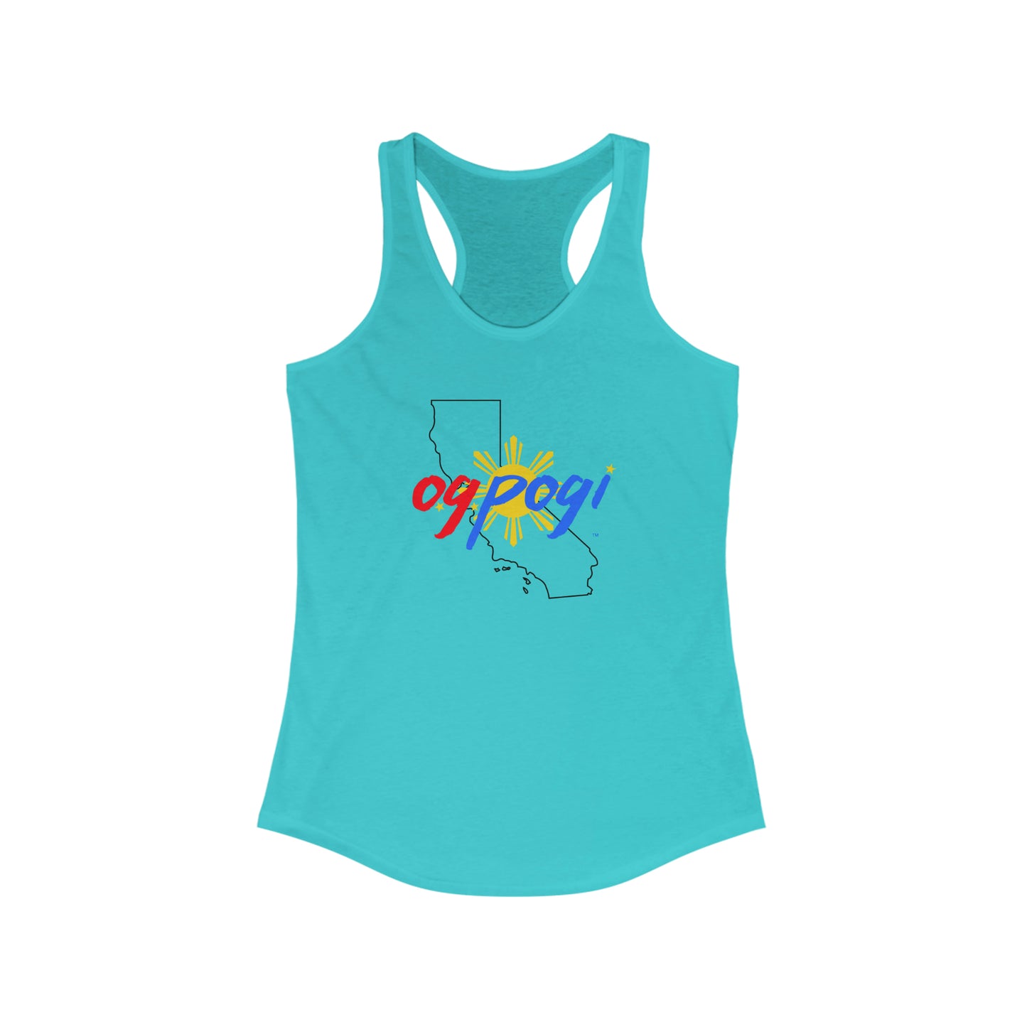 California OG Pogi (black border) - Women's Ideal Racerback Tank