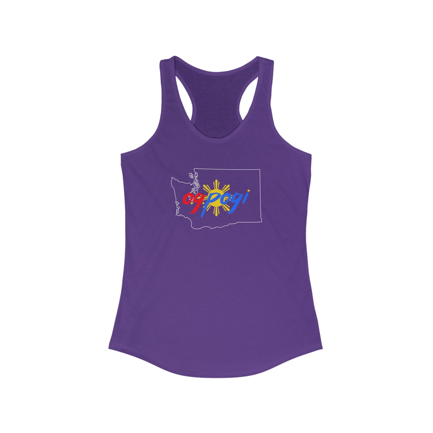 Washington OG Pogi (white border) - Women's Ideal Racerback Tank