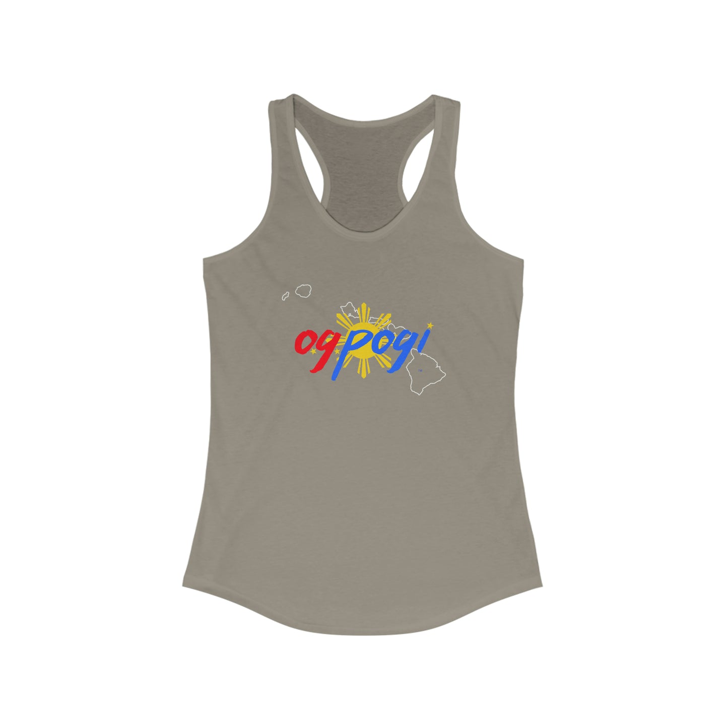 Hawaii OG Pogi (white border) - Women's Ideal Racerback Tank