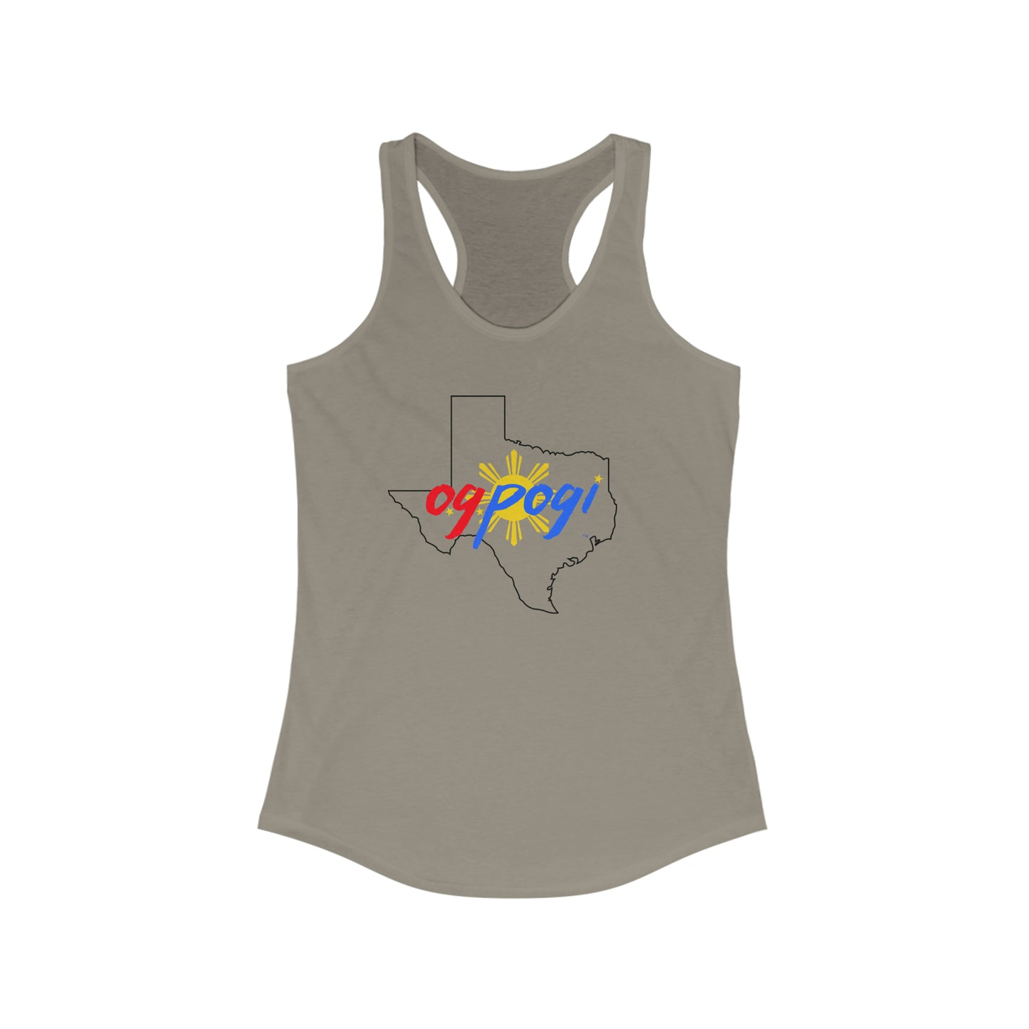 Texas OG Pogi (black border) - Women's Ideal Racerback Tank