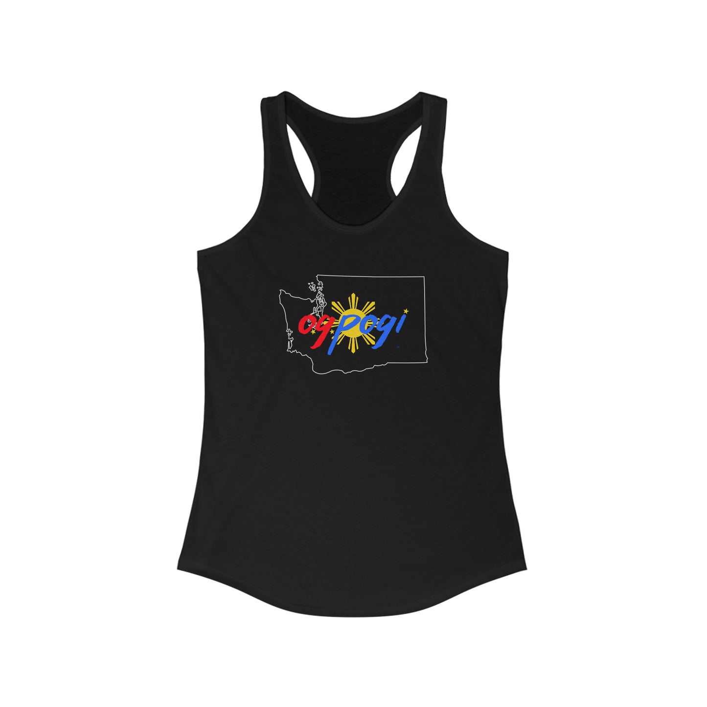 Washington OG Pogi (white border) - Women's Ideal Racerback Tank