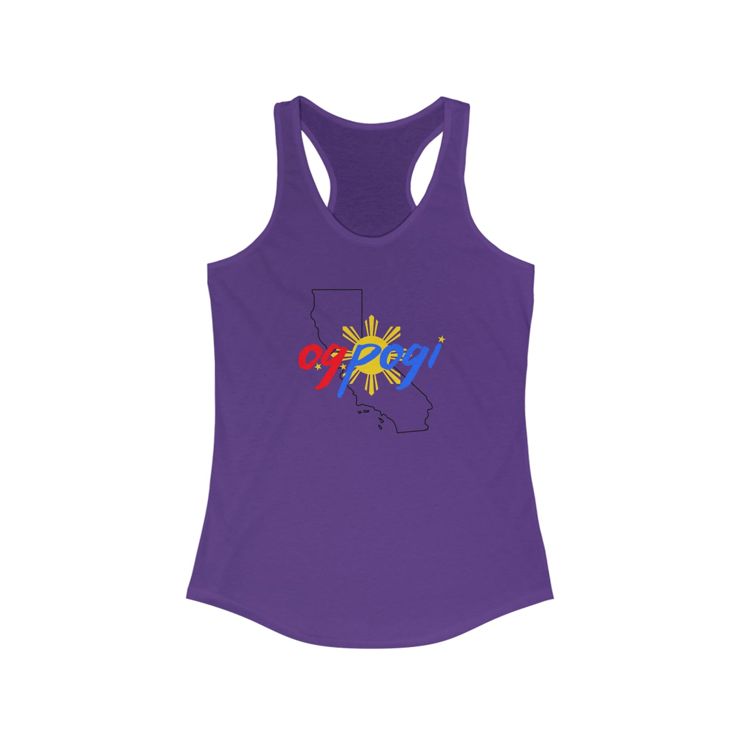 California OG Pogi (black border) - Women's Ideal Racerback Tank