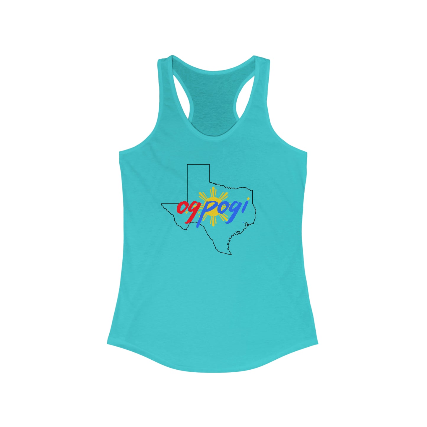 Texas OG Pogi (black border) - Women's Ideal Racerback Tank