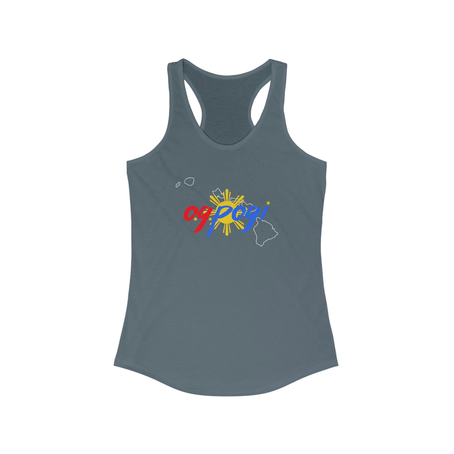 Hawaii OG Pogi (white border) - Women's Ideal Racerback Tank