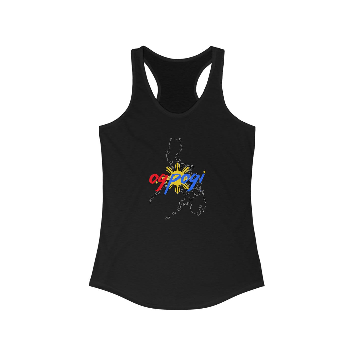 Philippines OG Pogi (white border) - Women's Ideal Racerback Tank