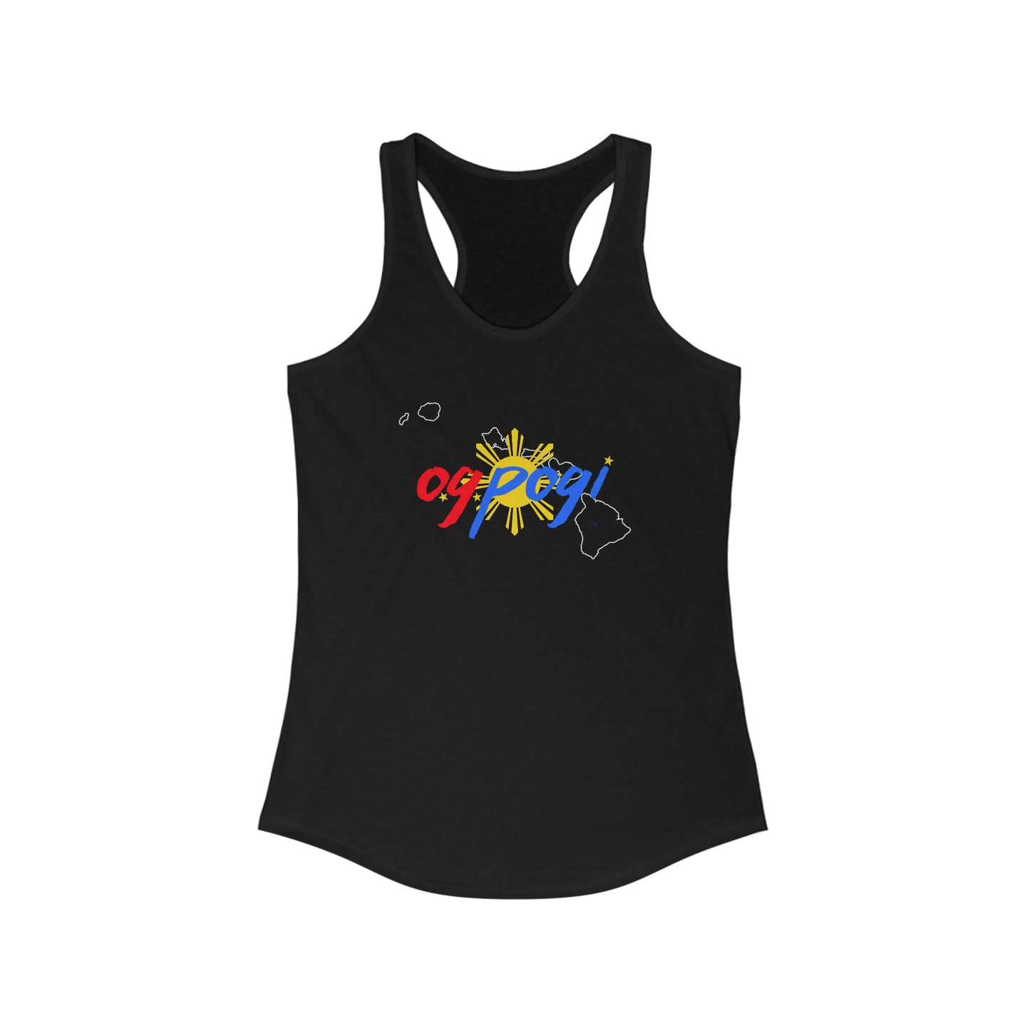 Hawaii OG Pogi (white border) - Women's Ideal Racerback Tank