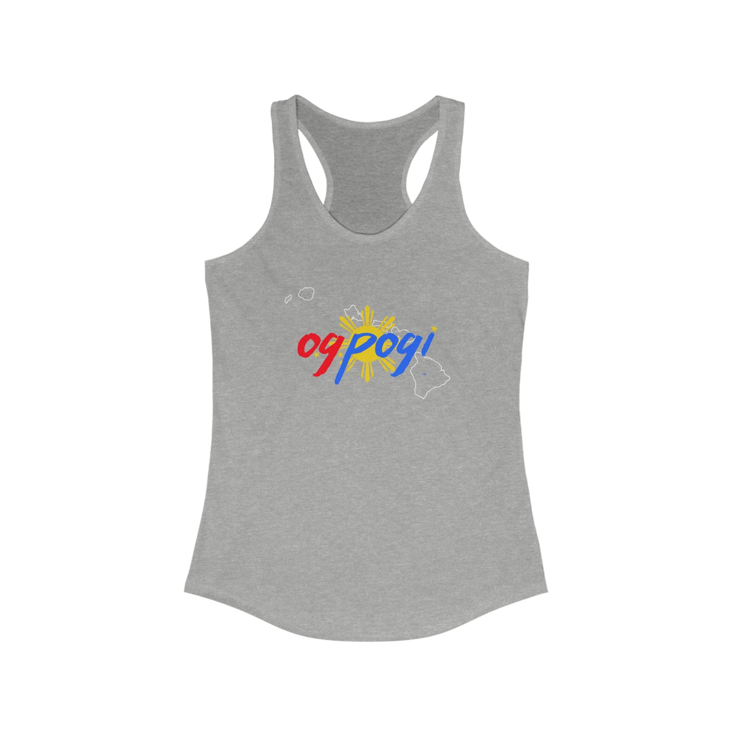 Hawaii OG Pogi (white border) - Women's Ideal Racerback Tank