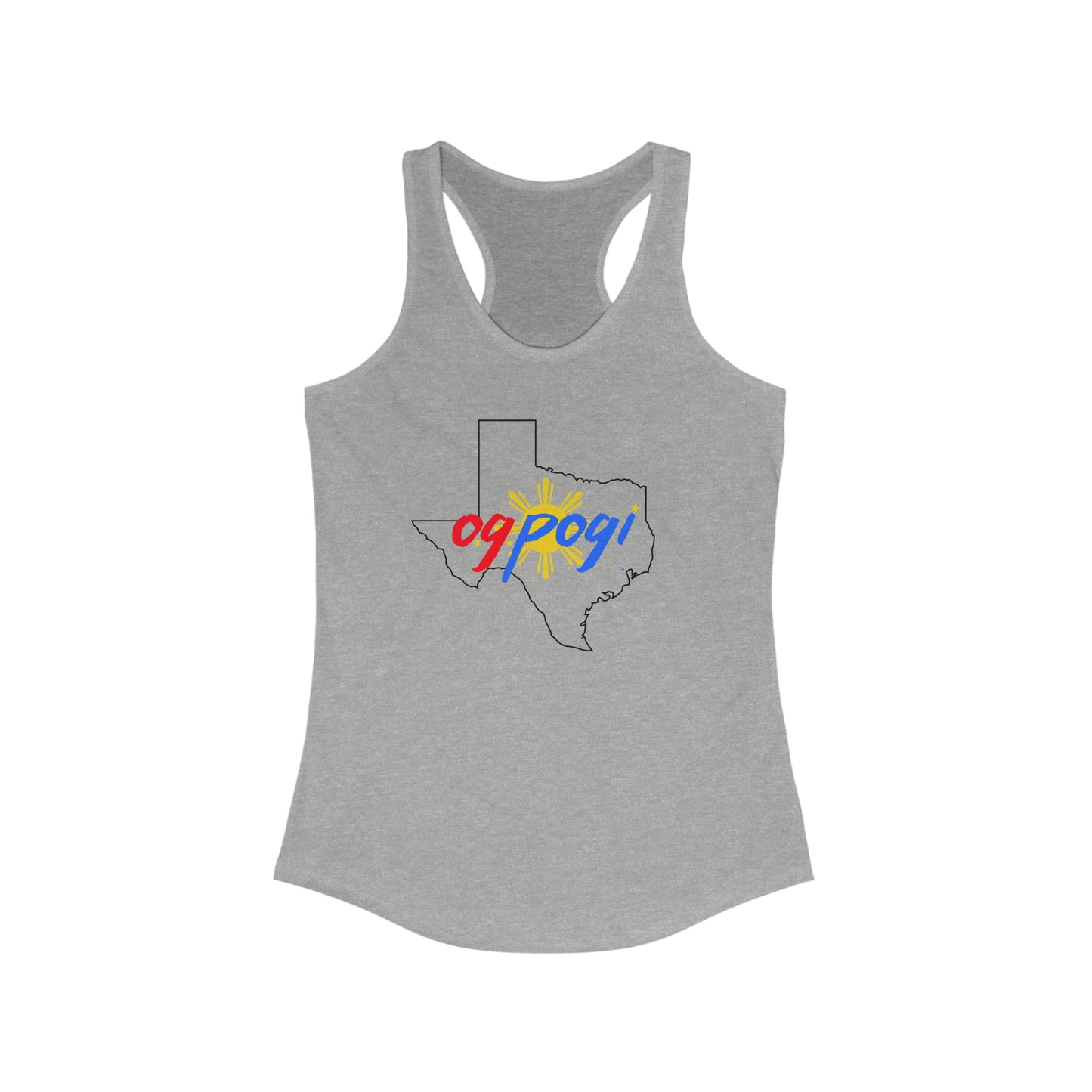 Texas OG Pogi (black border) - Women's Ideal Racerback Tank