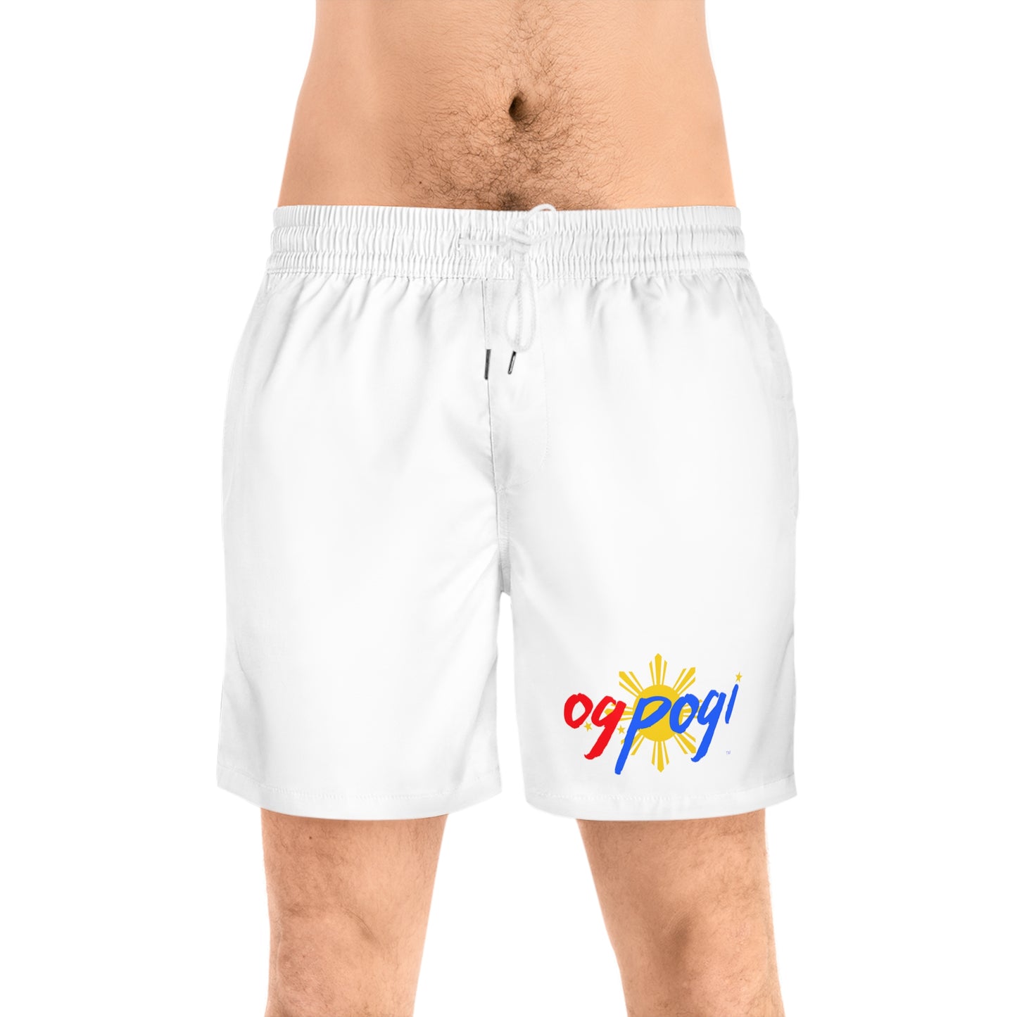 OG Pogi - Men's Mid-Length Swim Shorts (White)