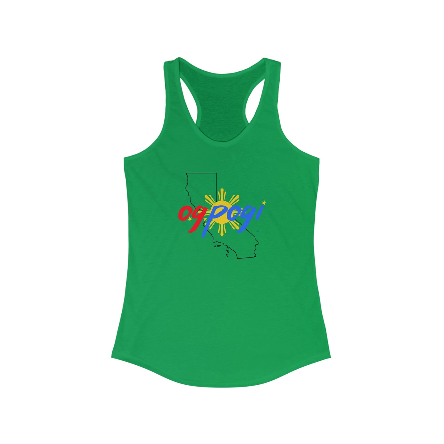 California OG Pogi (black border) - Women's Ideal Racerback Tank